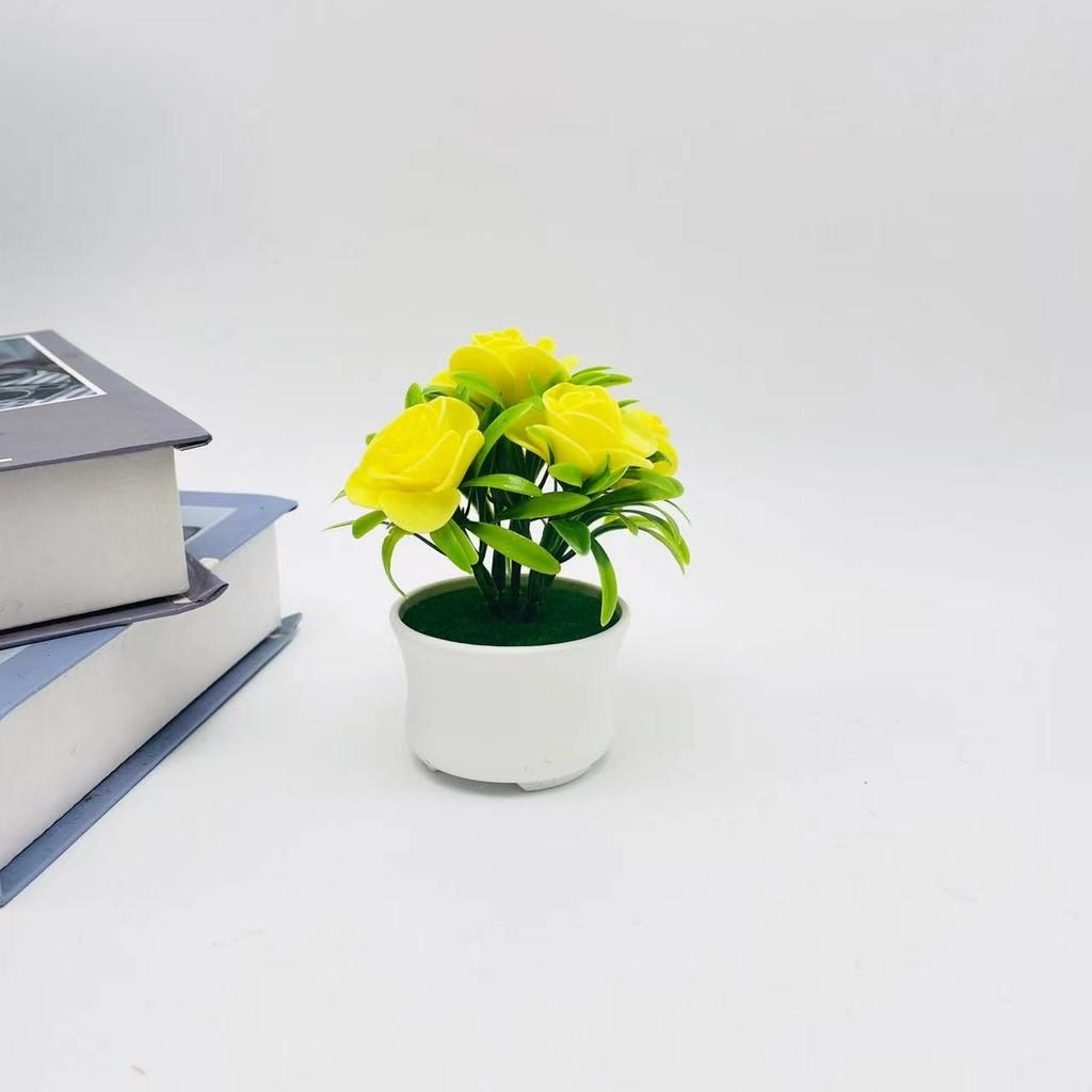 Small Rose Faux Greenery Three Leg Pot Valentines Gift And Display Tabletop