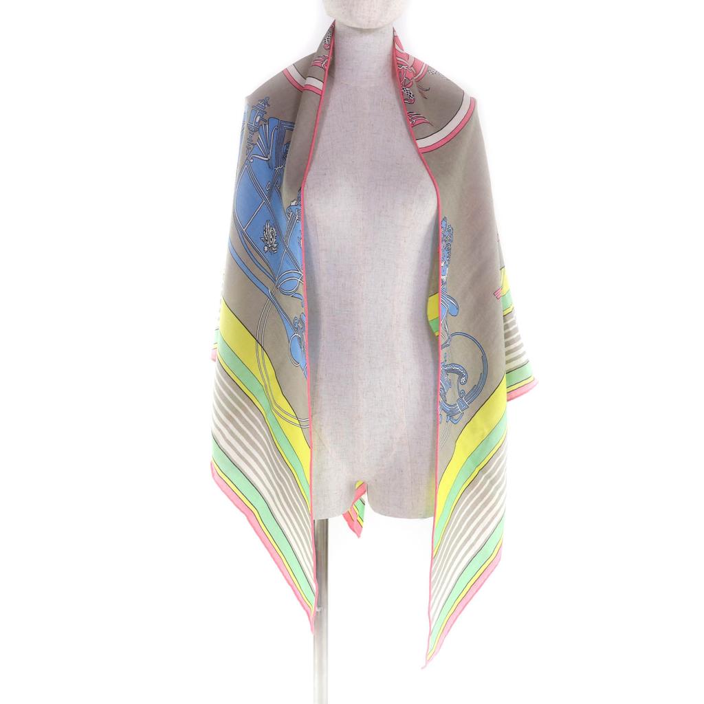 Pristine HERMES Shawl Triangle Exlibris Cashmere Women Used