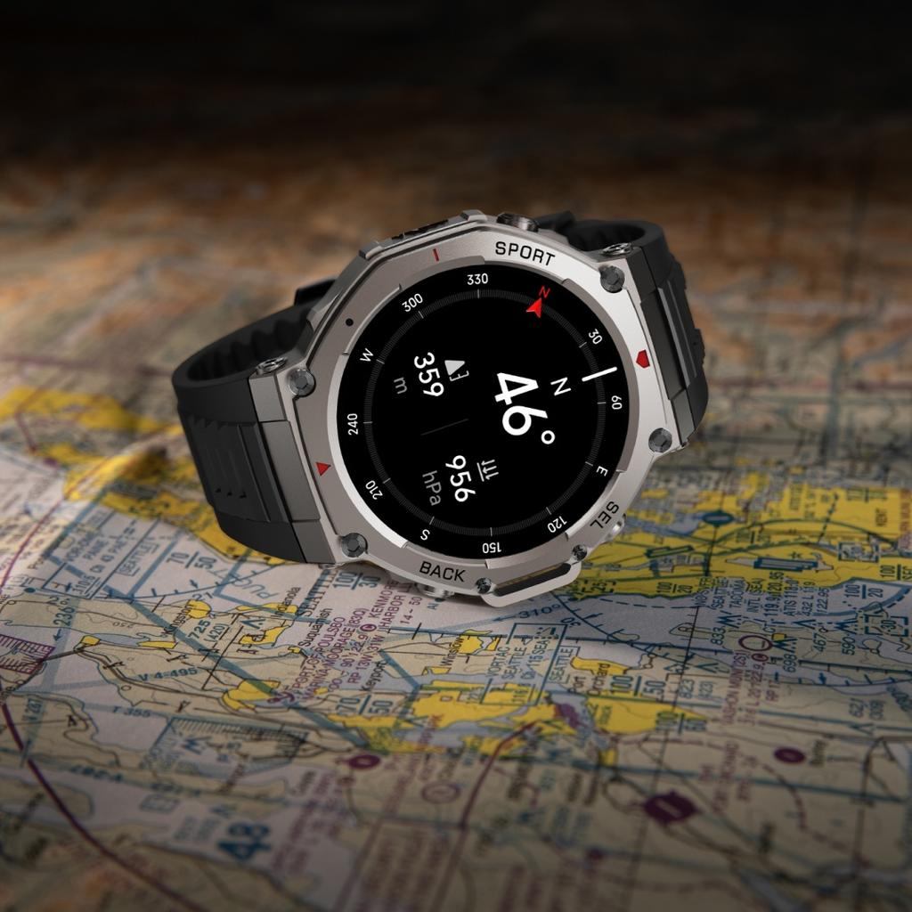 Rainbuvvy DM58 GPS-Sportuhr, 1,43 Zoll AMOLED HD-Display, Voll-Touchscreen, Bluetooth 5.3, wasserdicht, 5 ATM, Android-Smartwatch, unterstützt Herzfrequenz