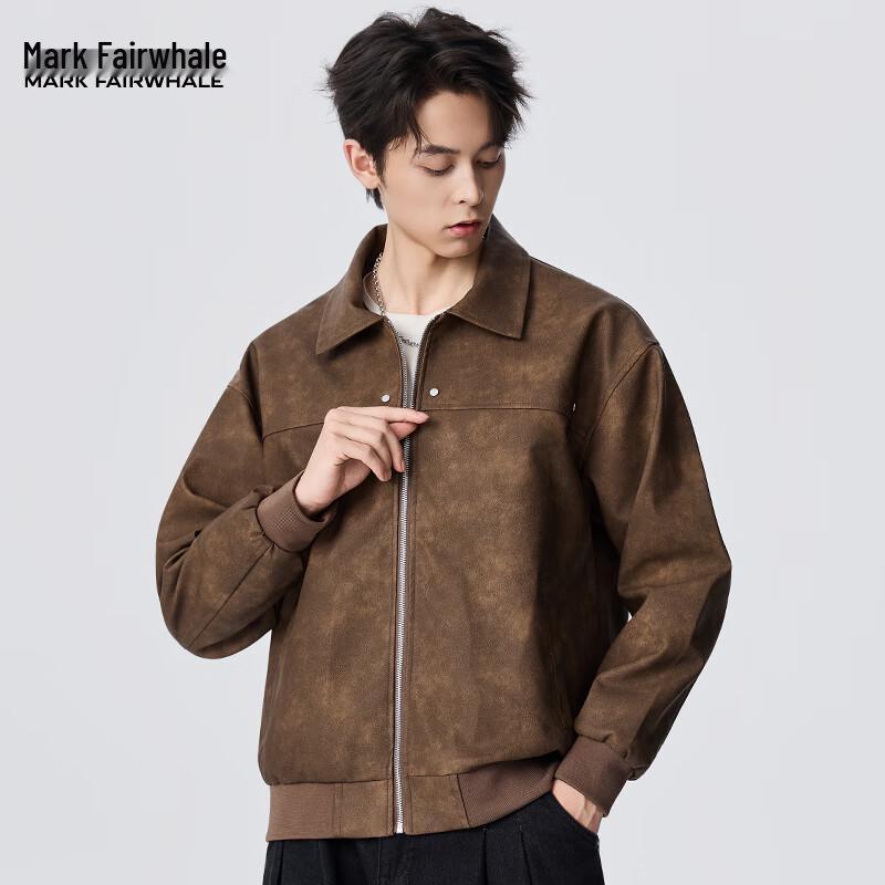 

Mark Fairwhale Men s 2025 Autumn/Winter Casual PU Lapel Jacket 2XL