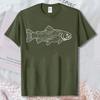 Trout Topographic Shirt Fly Fishing Contour Line Map Tee Minimalist Line Art Contour Map Outdoors Unisex Casual Shirt Cotton Tee