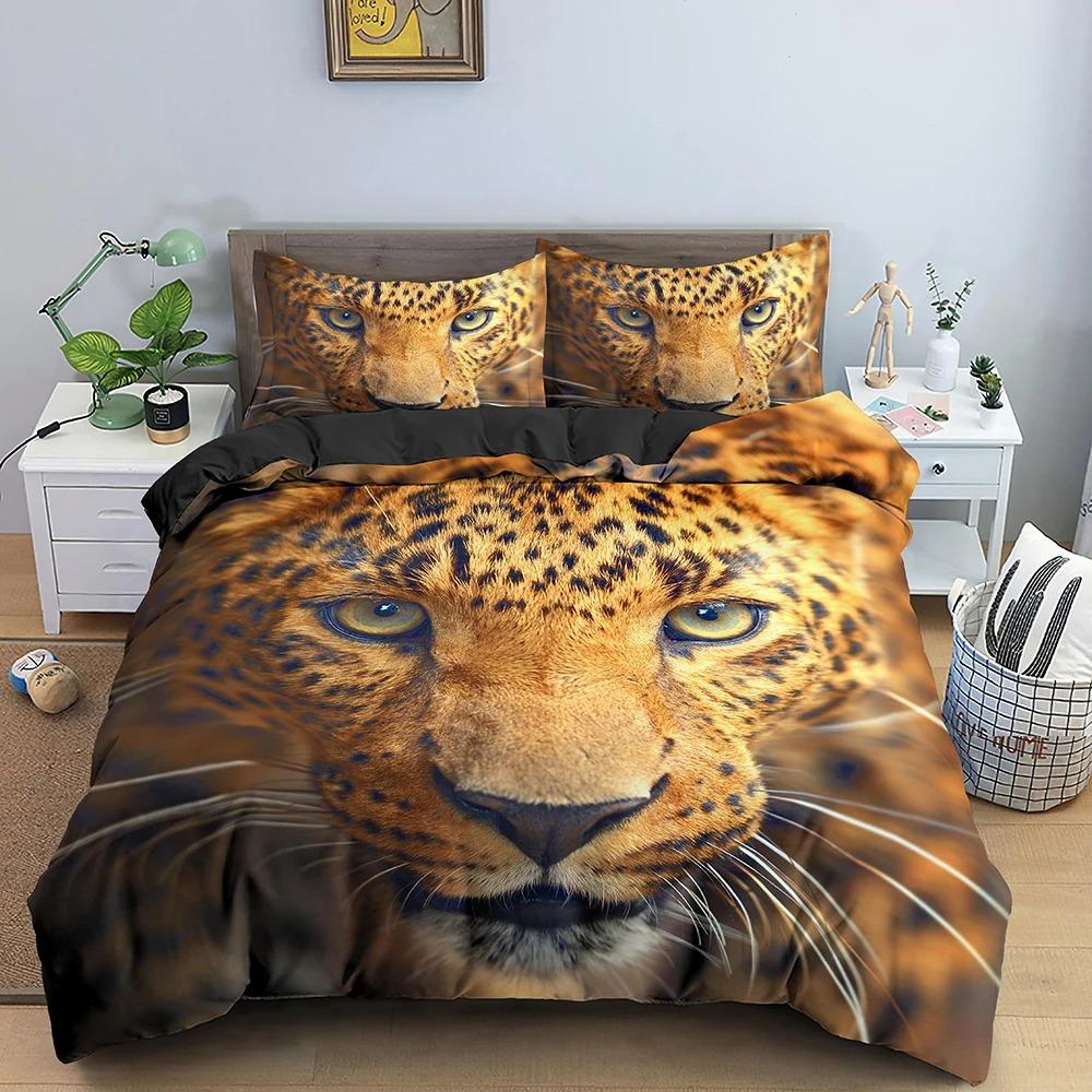 Tiger  Ferocious Animal Bedding Set Boys Girls Twin Queen Size Duvet Cover Pillowcase Bed Kids Adult Fashion Home Textileextile