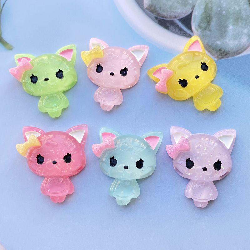 12Pcs Resin Mixed Bling Cartoon Cat Decoration Crafts Flatback Embellishments For Scrapbooking Beads Diy Accessories
