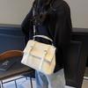 Retro College Style Large-capacity Handbag Women's 2025 Spring New Korean Version Solid Color Backpack Texture Messenger Bag