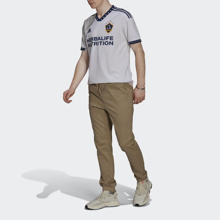 Adidas Los Angeles Galaxy Home Jersey Letter Logo Print V-Neck Short Sleeve Soccer Shirt Men tops Light-Gray H45430