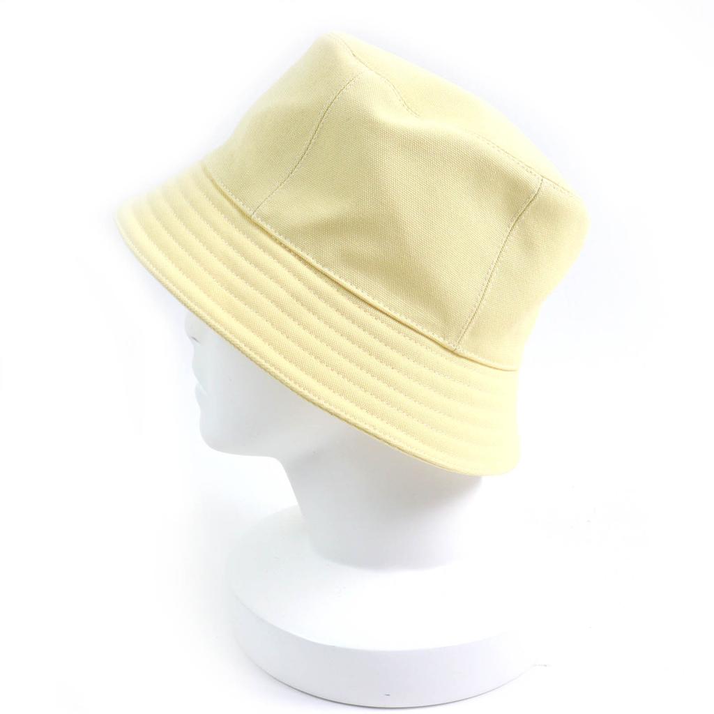 Excellent HERMES hat Calvi Serie Metal Bucket Hat yellow cotton Women 57 Used