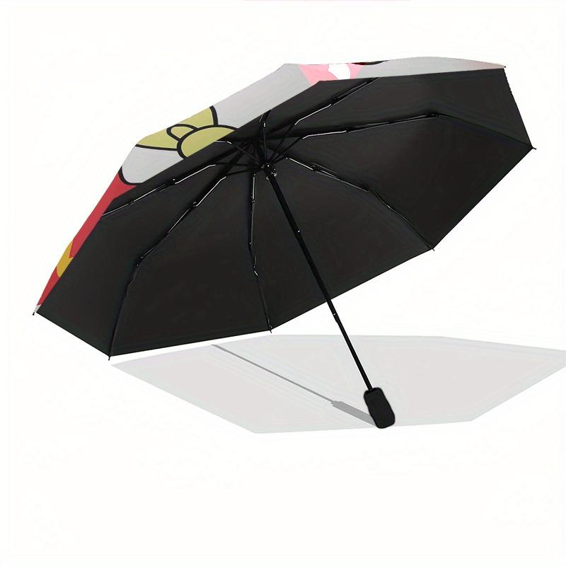Hello Kitty,Bow Automatic Folding Umbrella-Simple 8-Rib Design, Bright Cartoon Pattern, Durable Iron Frame, Suitable For Travel, Outdoor, Be