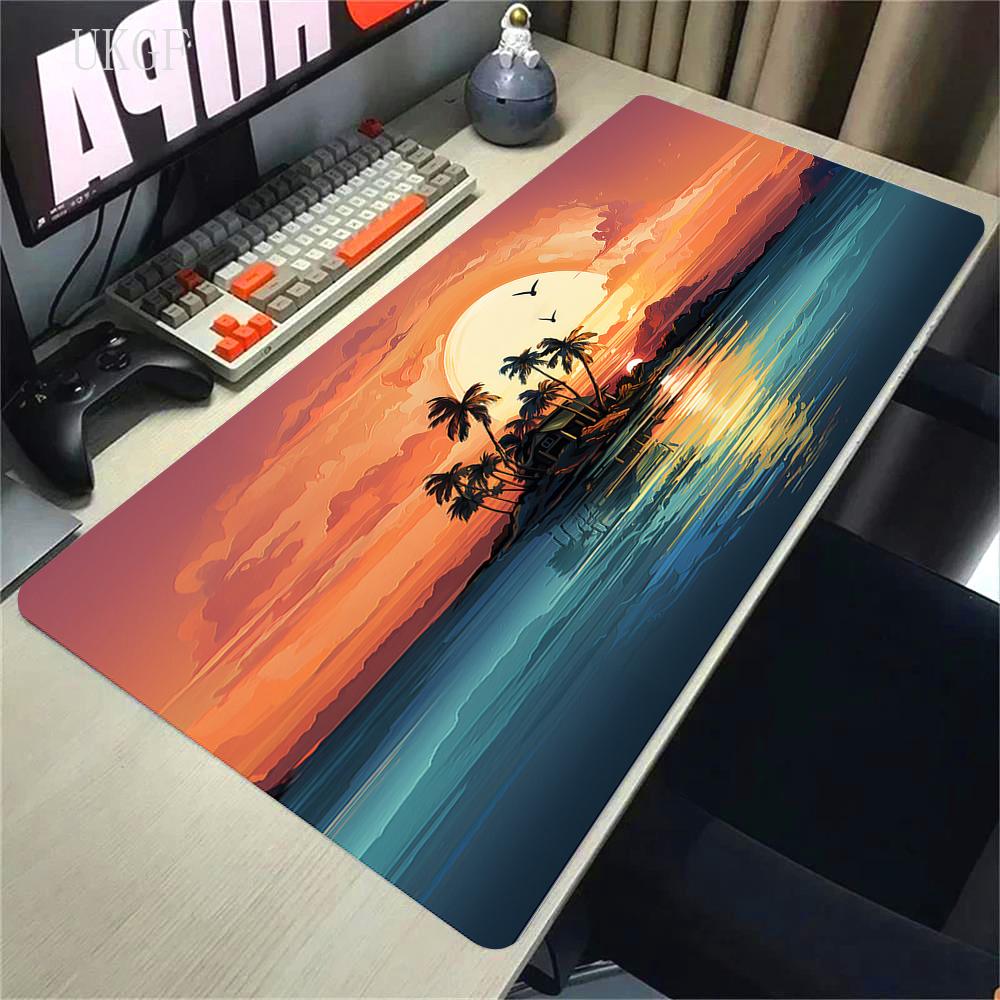 Alfombrilla de Ratón de Goma Impresión HD 900x400 Paisaje Montaña Atardecer Alfombrilla de Ratón Cartoon XXL Alfombrilla de Ratón Extendida Alfombra Antideslizante para PC