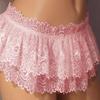 Damen Rock Höschen Spitze Dreieck Unterhose Niedrige Taille Blumenstickerei Rüschen Slips