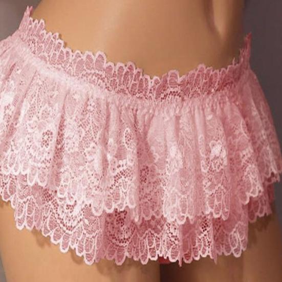 Damen Rock Höschen Spitze Dreieck Unterhose Niedrige Taille Blumenstickerei Rüschen Slips