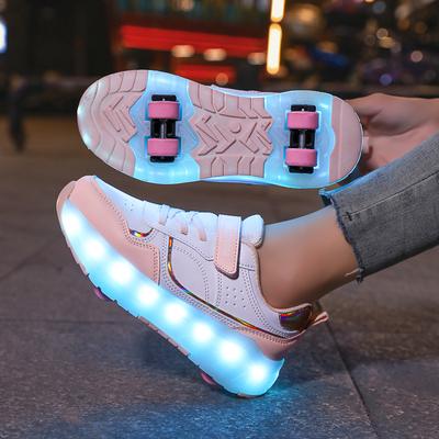 Leuchtende Rollschuhschuhe Räder Abnehmbare Sneaker Kinder Rollschuhe USB-Aufladung Leuchtende Sport-Skateboard-Schuhe Jungen Mädchen