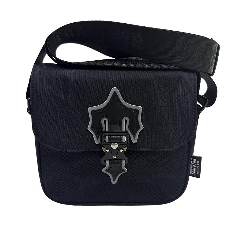 Stilvolle Trapstar Unisex Schulter-Crossbody-Tasche mit reflektierender schwarzer Farbe, perfekt für lässiges Reisen und Charaktere)