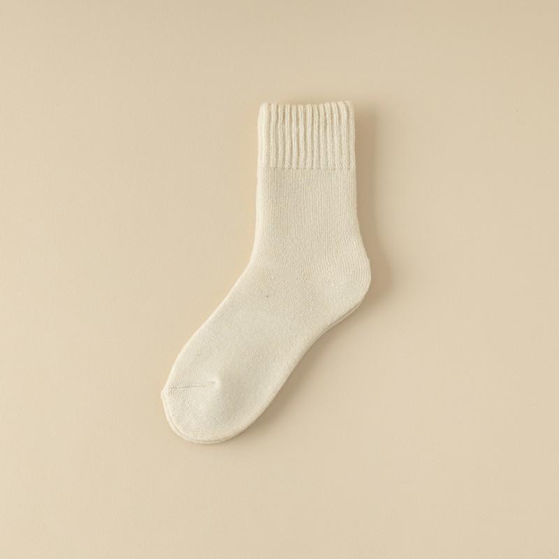 Cashmere Socks for Women's Autumn and Winter Mid-calf Socks with Fleece and Thickened Wool Postpartum Socks, Sleep Warmth Floor Long Socks