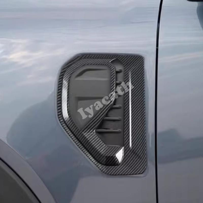 For Ford Ranger  2024 2 ABS carbonfiber external Fender Side Air Vent Outlet Cover Trim Leaf flakes Sticker Car accessories