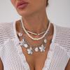 Multilayer Flower Pendant Necklace Flower Clavicle Chain Imitation Pearl Snake Chain Choker  Gift