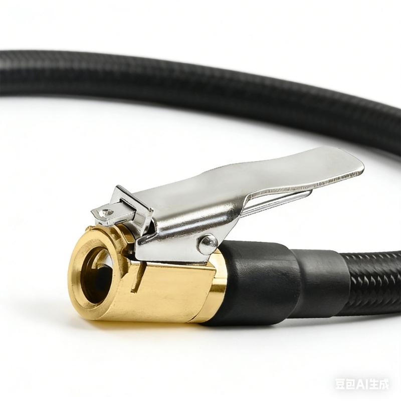 Strong Copper Air Chuck Strong Braided Rubber Air Hose Simple Installs for Tire Pump Inflator & Sports Equipment