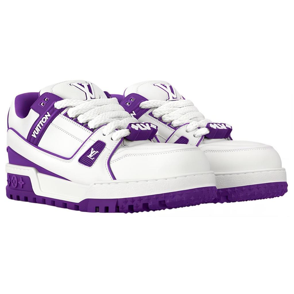Louis Vuitton Trainer Maxi Little Jigglypuff Leather Low Top Skateboard Shoes Unisex White Purple 1ACPQ4