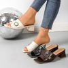 Womens Style Square Toe Pu Flat Slide Sandals Summer Casual Comfortable For Beach Walks