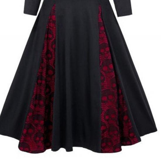 Party Dress Lace Warm Elegant Big Hem Autumn Party Dress for Stage Show