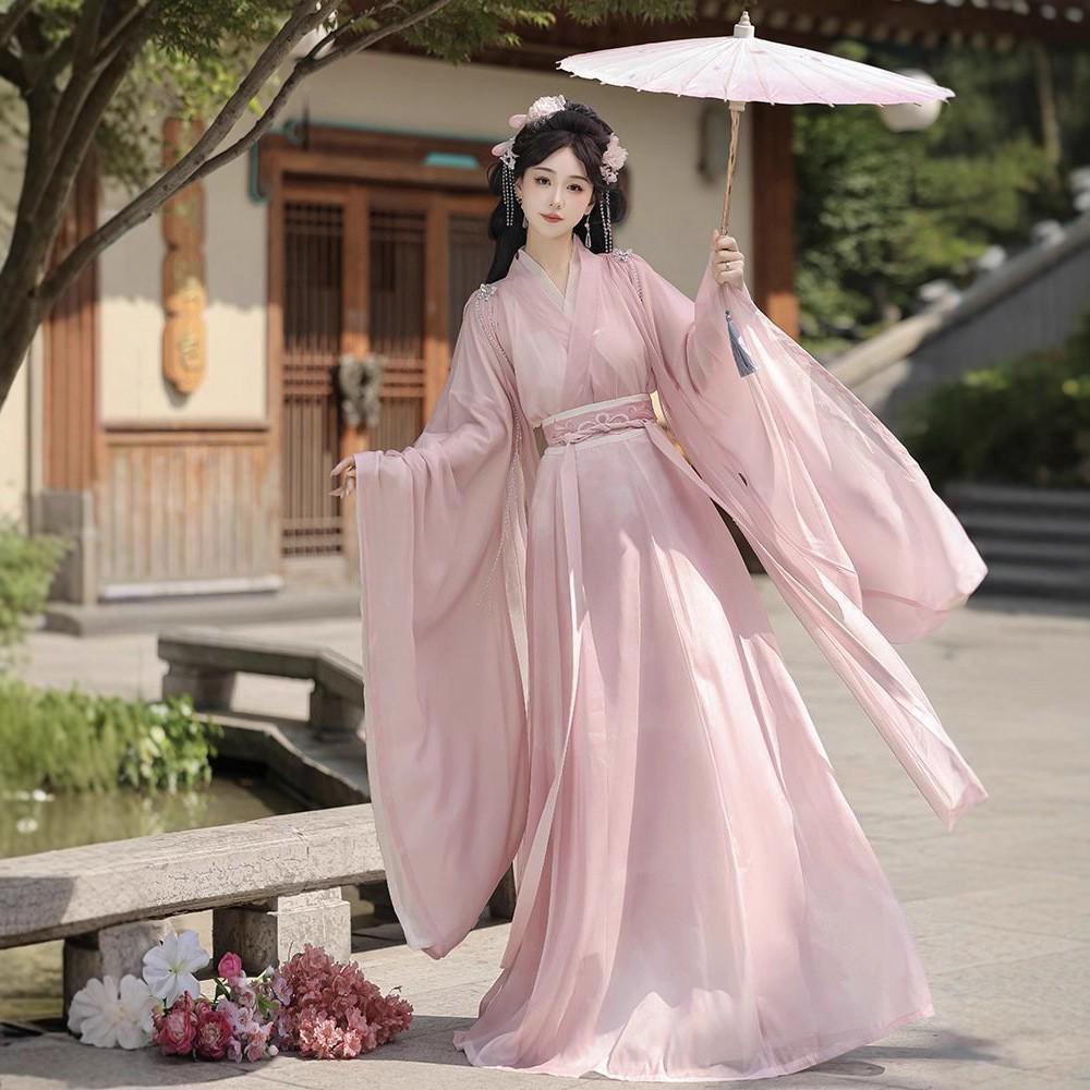 2026 Women's Wei Jin Hanfu: Elegant Fairy Large-Sleeve Embroidered Xianxia Ancient Costume