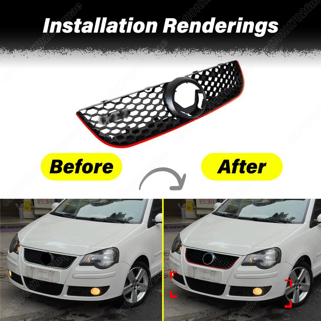 For Volkswagen Polo GTI 2005 2006 2007 2008 2009 Automobile Front Air Intake Grille Water Tank Protective Cover Decoration Kit