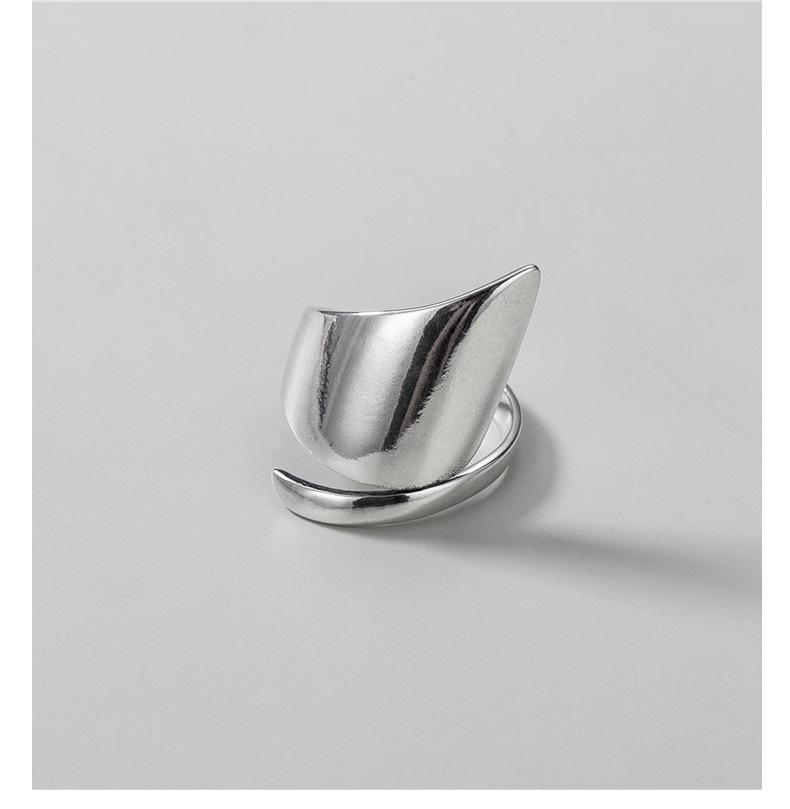 Irregular Polished S925 Sterling Silver Thumb & Index Ring for Women