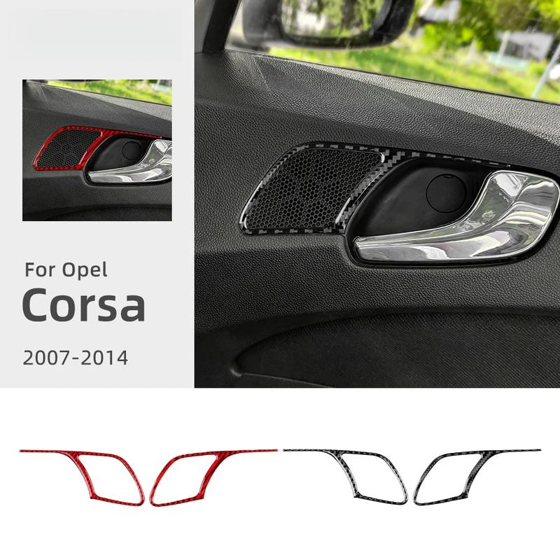Real Soft Carbon Fiber Sticker For Opel Corsa 2007 2008 2009 2010 2011 2012 2013 2014 LHD RHD Car Door Handle Audio Frame Trim.