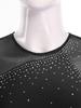 Women's Performance Dance Dress - Glitter Rhinestones Cutout Back Sheer Mesh Patchwork for Competition
