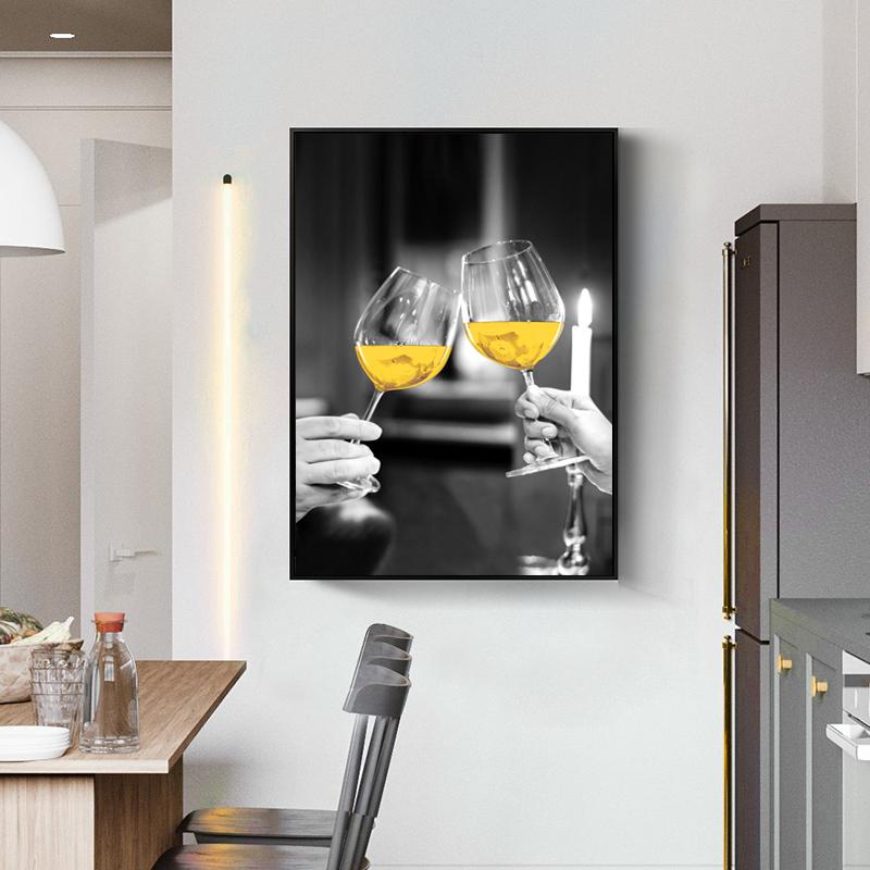 Poster e Stampa di Vino Rosso e Calice da Vino Pittura su Tela per Ristorante Arte Murale Quadro per Soggiorno Cucina Decorazioni per la Casa Cuadros
