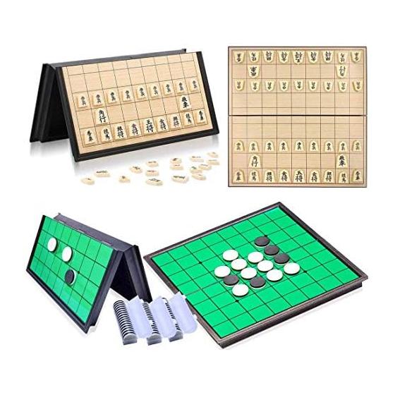 Shogi Reversi Board Game Set, Magnetic Game, Foldable, Storage, Board Game, Set of 2, Magnetic Chess Board, Checkerboard with Foldable Storage
