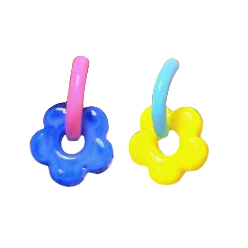 

Handmade Enamel Hoop Earrings with Colorful Asymmetrical Flowers for Women Girls Portable Holiday Jewelry Gifts 1