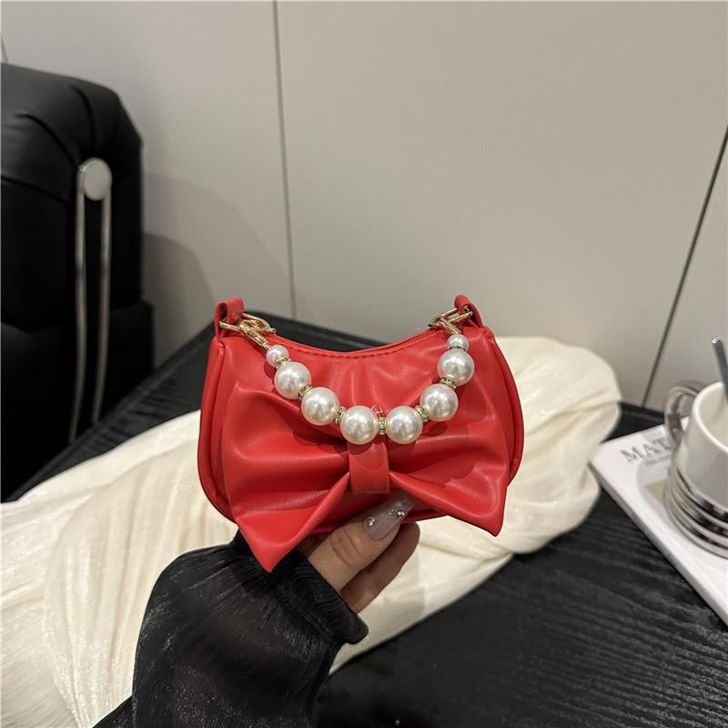 Fashiable and Versatile Mini Bag, Casual Commuting Handbag, 2026 New Korean Versi Pearl Bow Bags