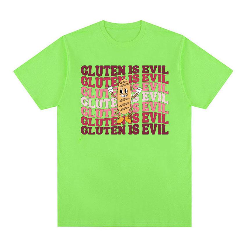 Gluten Is Evil Funny Meme T Shirt Retro Gluten Intolerant Women Tshirts Unisexs Fashion Gothic 100 Cotton Oversized Tshirt Tops