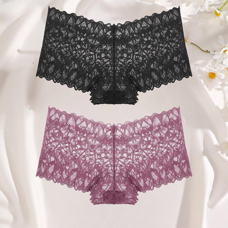 2 ks krajkové šortky pro ženy s nízkým pasem, květované spodní prádlo S-XL, sexy kalhotky pro dívky, dámské krajkové kalhotky, spodní prádlo