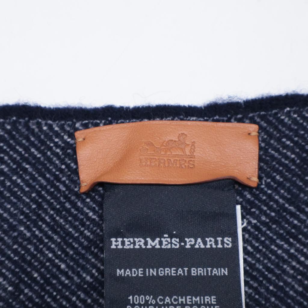 HERMES [Excellent condition/Domestic genuine] Pocket cargo cashmere Scarf IndigoUsed