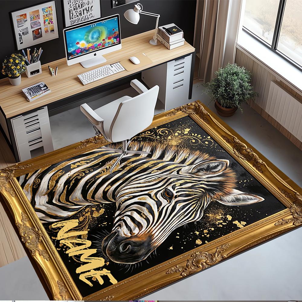 Custom Name LNTB002260915X1003==Zebra Printed Carpet,Rug for Office Chair Living Room Bedroom Kitchen Room Decor Gifts.