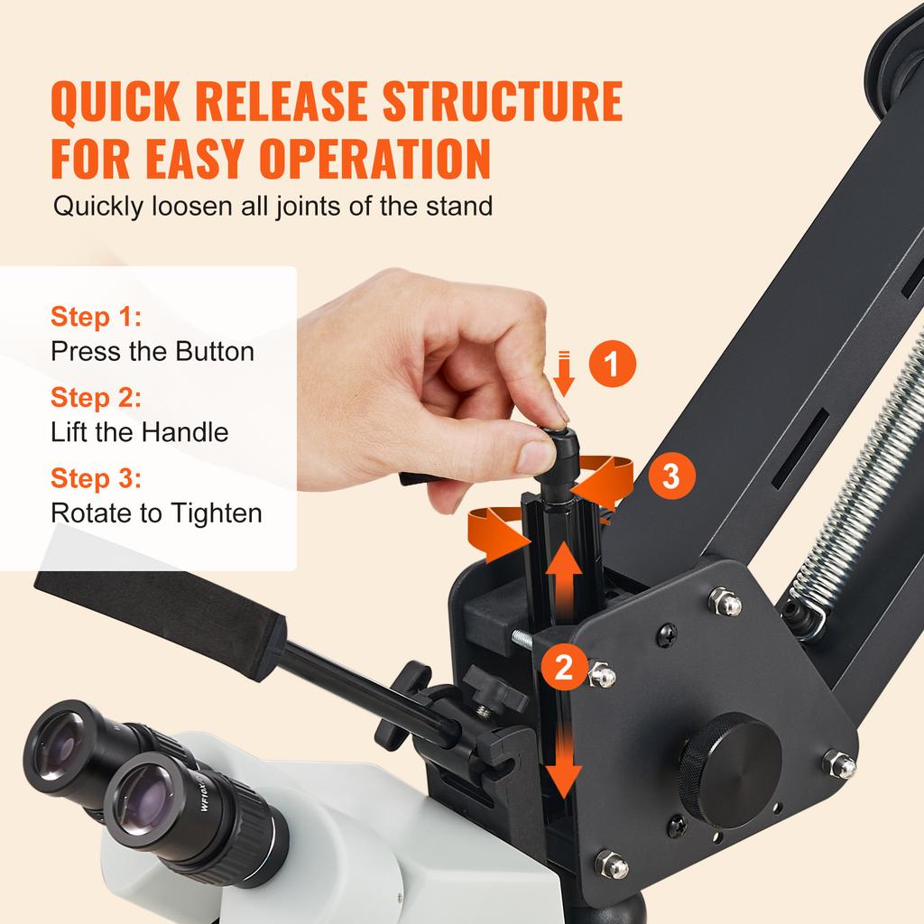 SucceBuy Multi-Directional Microscope Spring Bracket 7X-45X Magnification Jewelry Microscope Inlaid Stand Integrated LED Light