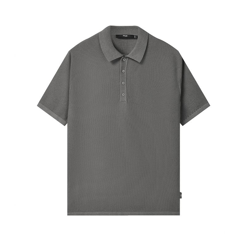 FILA Milano Series Comfortable Business Short Sleeve Knit Shirt Men tops Dark-Gray F11M625407F-DY M