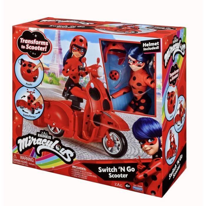 Monopattino Miraculous Switch'n go + bambola snodabile Ladybug Lucky Charm BANDAI 26 cm - P50668