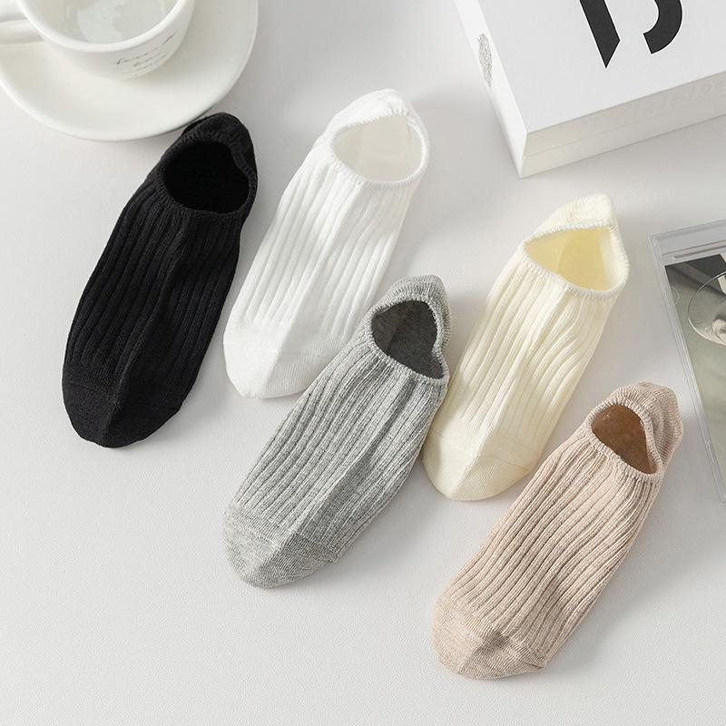 Women's Summer Thin Cotton Anti Bacterial Odor Breathable Shallow Mouth Invisible Non Slip Heel Socks