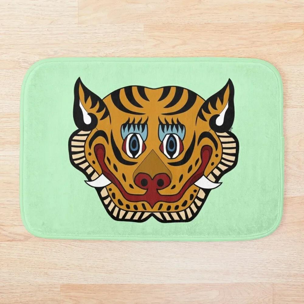 Tigerfell Grün Fußmatte Heimteppich Rutschfest Tierteppich Für Badezimmer Küche Flur Wohnzimmer Eingang Bodendekor Fußmatte