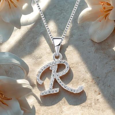 Charming Alphabet Elegant Pendant Initial Letter R Simple Exquisite Love Heart Necklace Fashion DIY