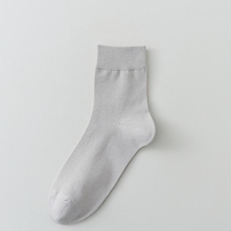 

Носки Zhuji мужские весенние дышащие сетчатые носки среднего размера с широким горлом повседневные однотонные хлопковые носки One Size светло-серый