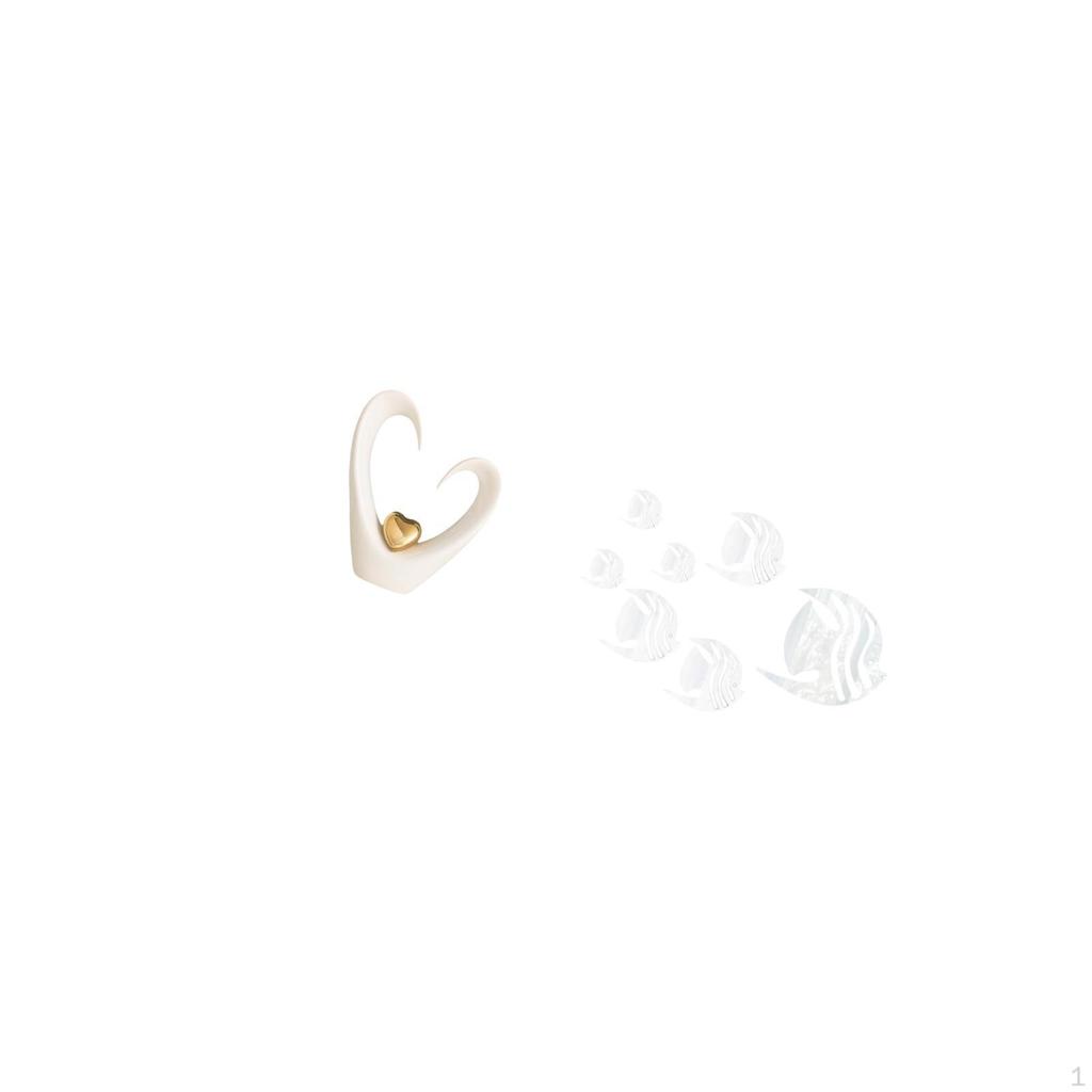 Minimalist Heart Sculpture Figurine with Acrylic Mirror Fish Wall Decals Modern Decorative Ornament