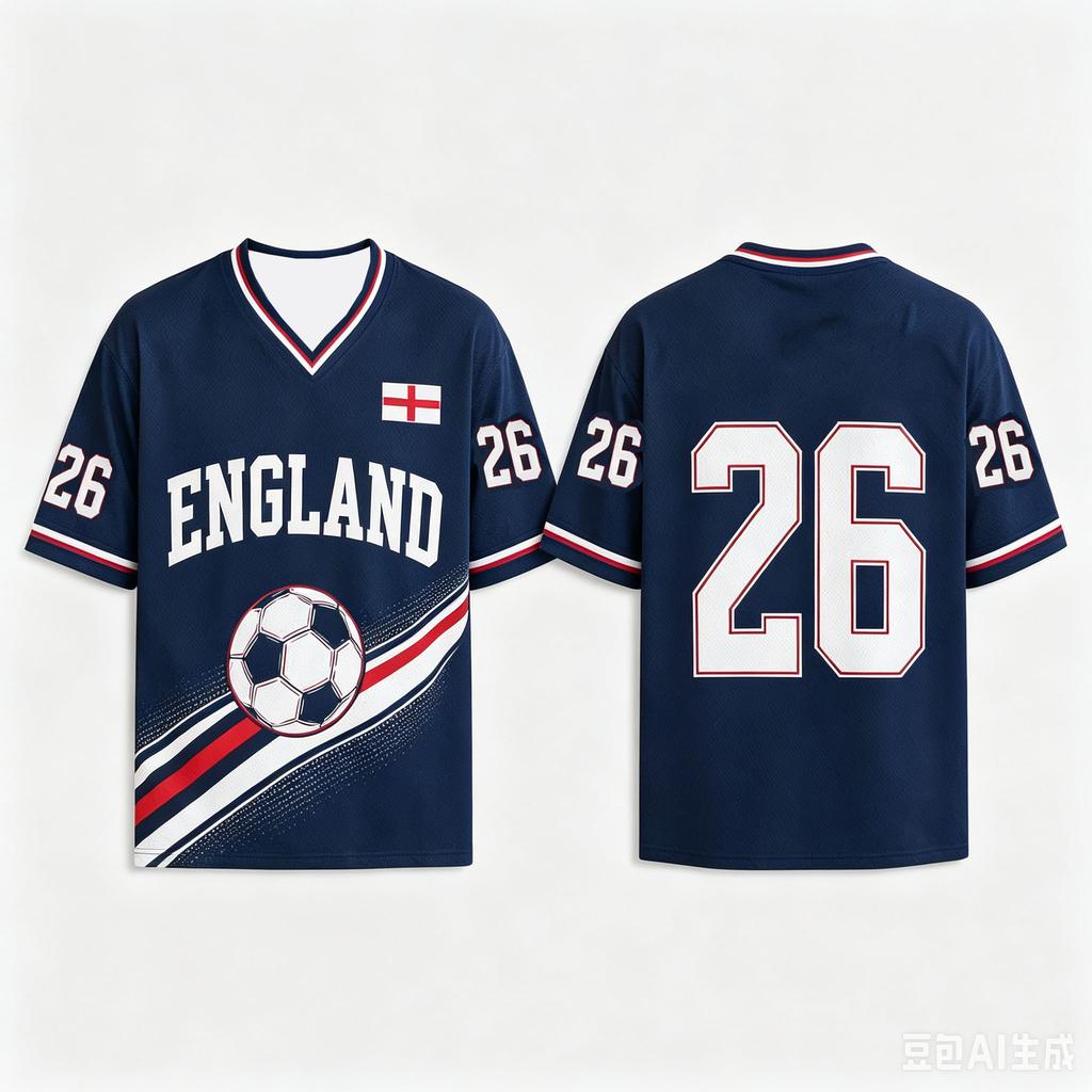 Y2K Retro England Fußballtrikot #26 Nummer Aufdruck T-Shirt Oversized Street Sport Tee England Fußball Top Für Fans Kinder Erwachsene