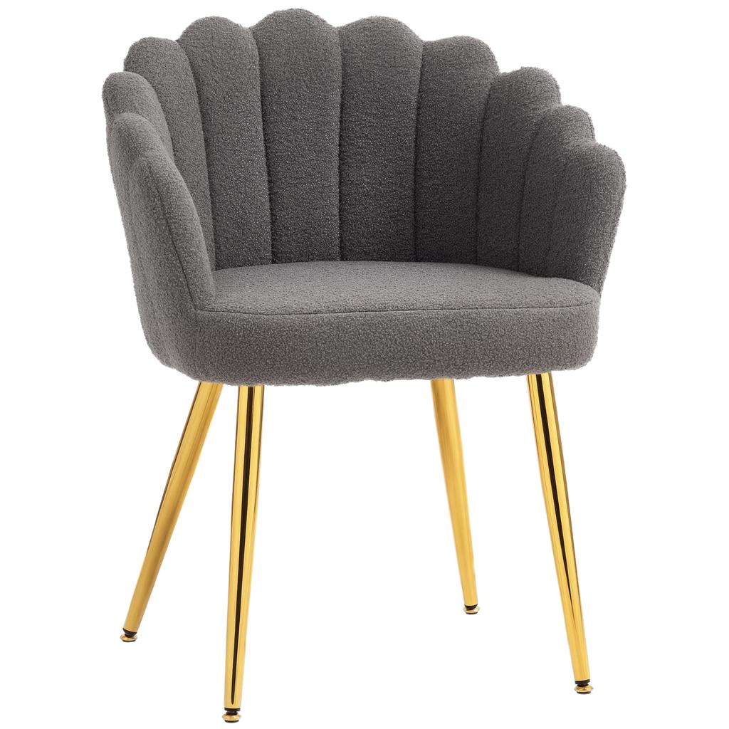 Lounge Chair Petal-Back Armchair Metal Metal Legs for Living Room Bedroom, Grey