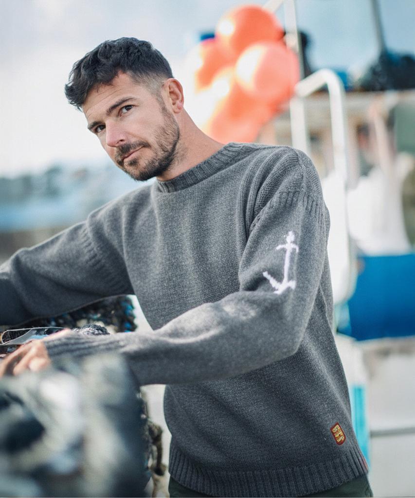 Geonjiulleunseu Fisherman Whole Garment Sweater - Mid Grey