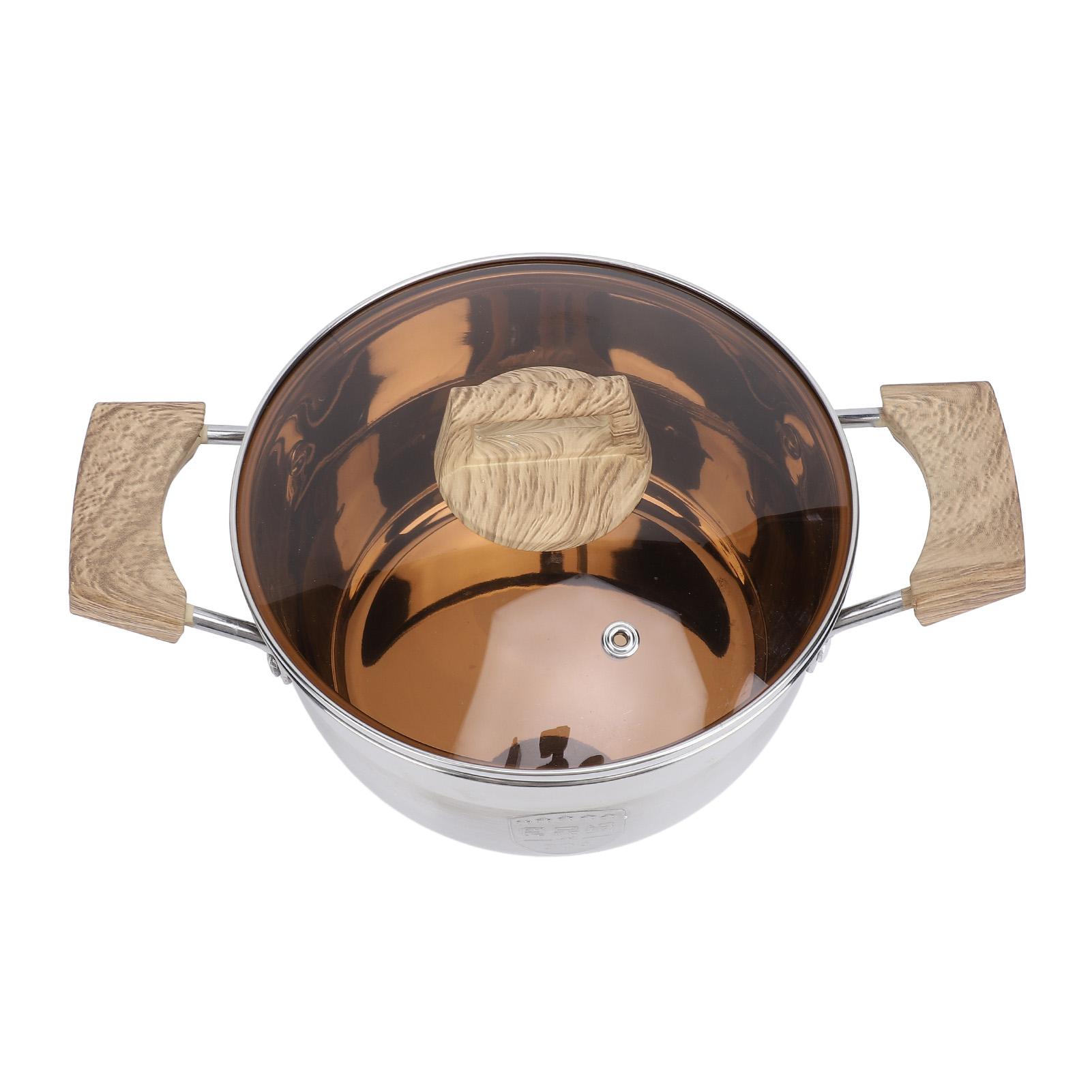 

Толстостенная кастрюля из нержавеющей стали 304 со стеклянной крышкой Многоцелевая кастрюля для супа Кастрюля для приготовления пищи Посуда 2 ручки Газ Индукция L