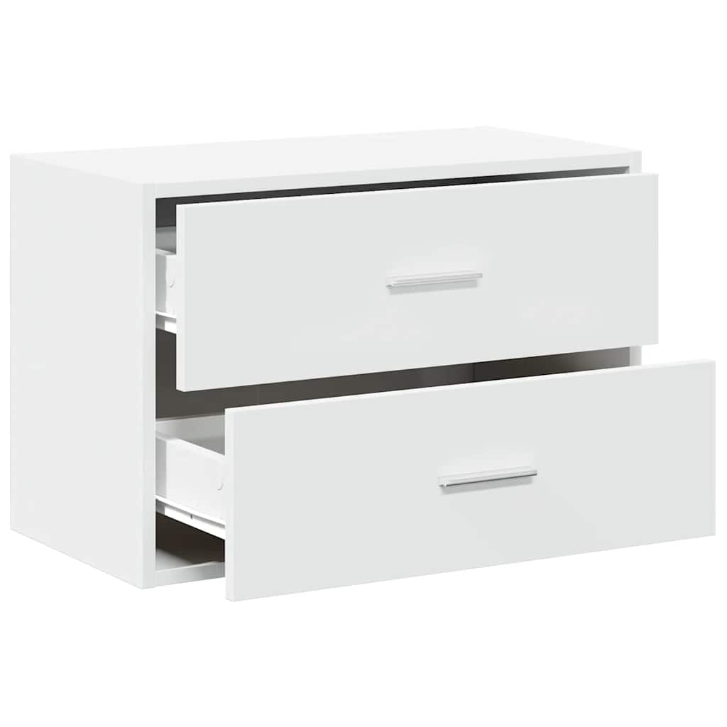 2 Drawer Cabinet White 60 x 31 x 40 cm Engineered Wood