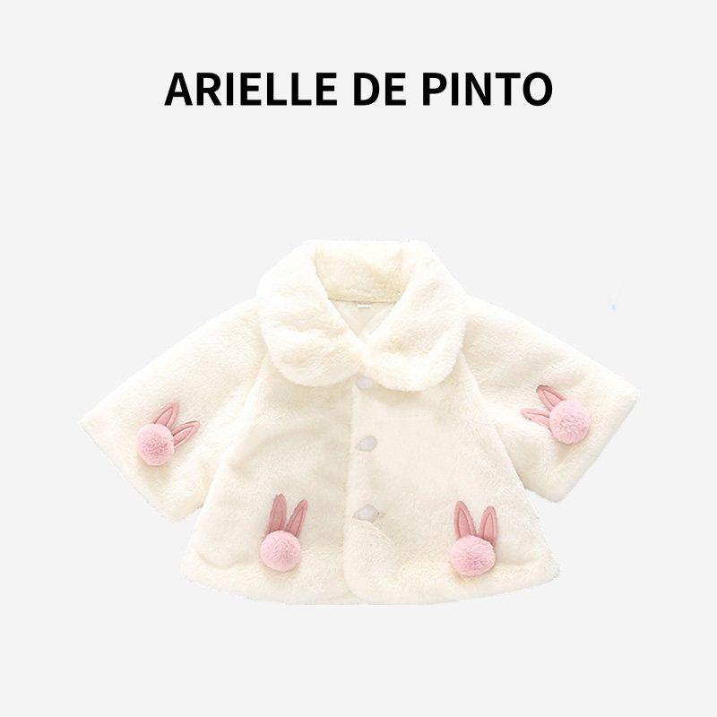 French Arielle De Pinto Baby Girl Winter Coat Stylish Fashion Children s Cape Sweet and Thickened White 80